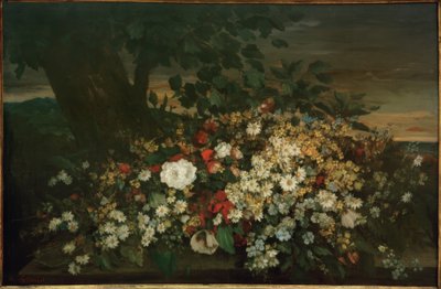 Blumen auf einer Bank von Gustave Courbet